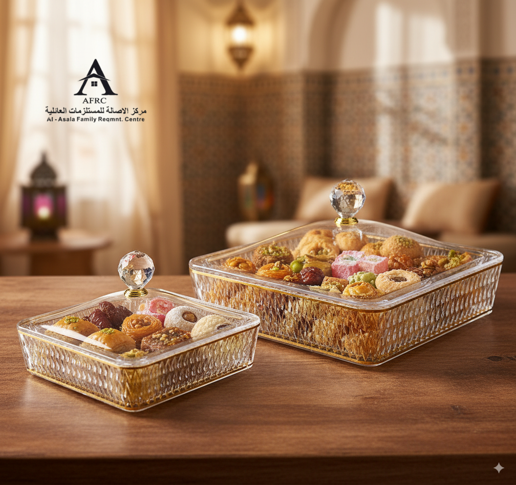 Square Gold-Trimmed Acrylic Candy and Pastry Box